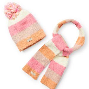 NWT Vince Camuto  Stripe Pom-Pom Beanie & scarf cowl - 2 pc set